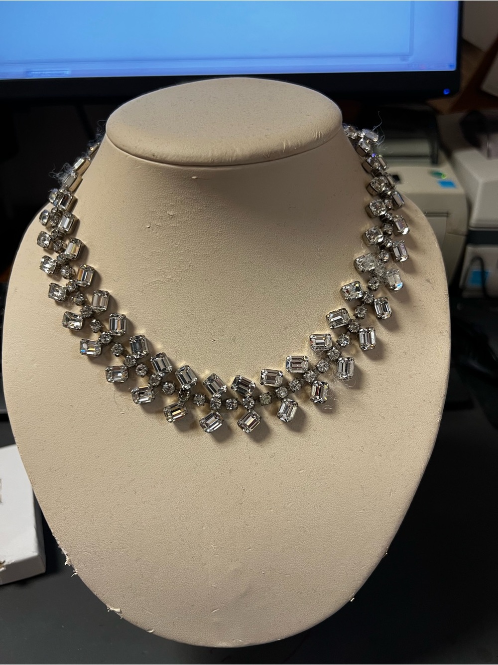 Silver Crystal Statement Necklace - Elegant Sparkle